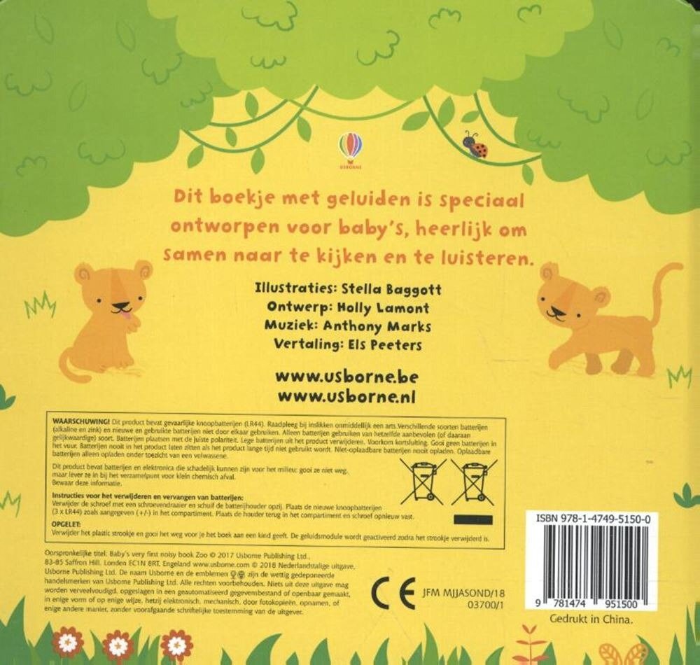 Usborne Geluidenboek - Baby`s allereerste Zoo 1+ | Speel je Wijs
